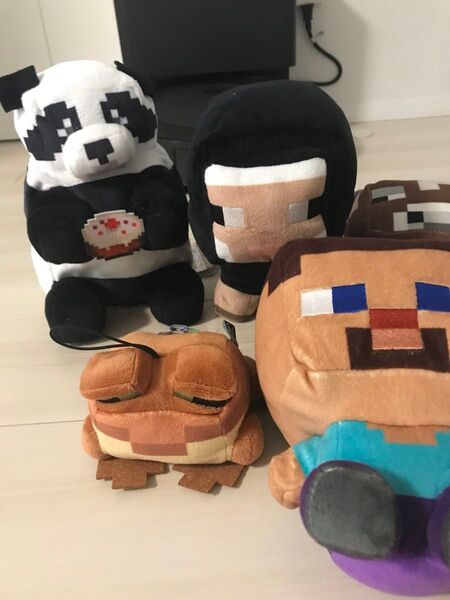 マイクラ マインクラフト ぬいぐるみ スティーブ カエル 牛 羊 パンダ 5点セット