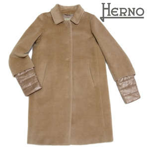  new goods hell no alpaca turn-down collar coat Camel #42 HERNO*