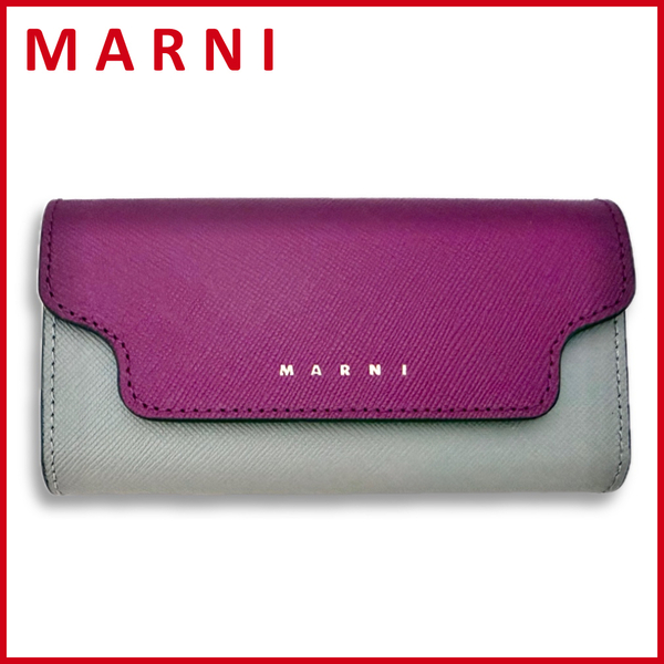 新品マルニMARNIレザー バイカラーキーケース 紫×グレー★