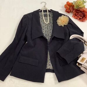 152 テーラードジャケット ジャケット 裏地総柄 ブラウン 茶 美品 LL レディース