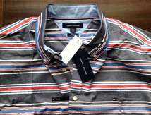 【既決USA】トミーヒルフィガー★TOMMY HILFIGER@胸元刺繍【Flag】長袖シャツ【Custom-Fit Stretch Marky Twill Stripe Shirt】DarkGrey#XL_画像6