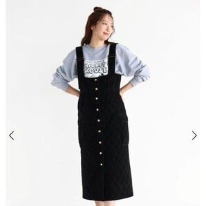 【新品】Vin キルティングベロアジャンパースカート 黒 ブラック ワンピース