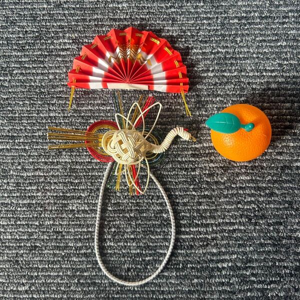 鏡餅 装飾品 鶴 扇 寿 みかん ハンドメイド 手作り お正月 水引 小道具