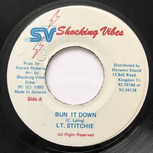 試聴 / LT.STITCHIE / BUN IT DOWN /Full Up riddim/REGGAE/DANCEHALL/'93/big hit !!/7inch