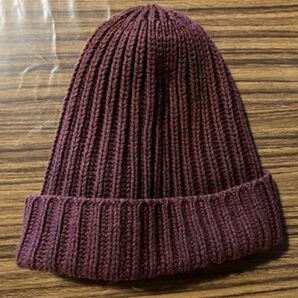 ☆バーガンディー カラー★ユニクロ UNIQLO ヒートテック HEATTECH ニットキャップ ワッチキャップ ビーニー 古着