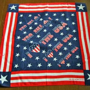 ネオビンテージ!★1990's〜 古着「I LOVE USA」バンダナ 古着 アメリカ国旗