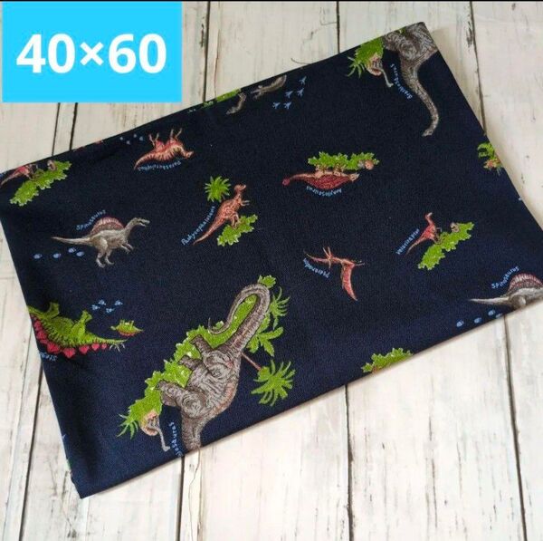 40×60 恐竜 紺色 ハンドメイド ランチョンマット 入園入学準備