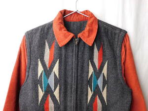 30s40s50s Vintage wool chimayo blouson jacket Indian Navajo rug corduroy 