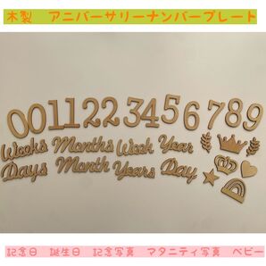 木製 アニバーサリーナンバープレート 記念日 誕生日 SNS 写真撮影 マタニティフォト ベビー 成長 アルバム