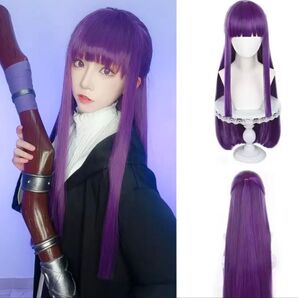 フルウィッグ 紫 ロング パープル ウィッグ ロングストレート モデル