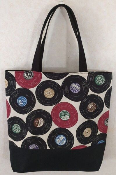 トートバッグ(ハンドメイド)レコード柄