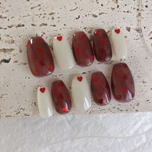 バレンタインネイル ハートネイル マグネットネイル サイズオーダー受付中 ネイルチップ