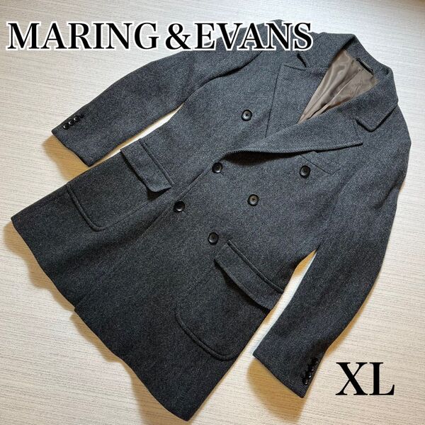 MARING&EVANS マーリング&エヴァンス チェスターコート ヘリンボーン ウール XL 大きいサイズ 秋冬