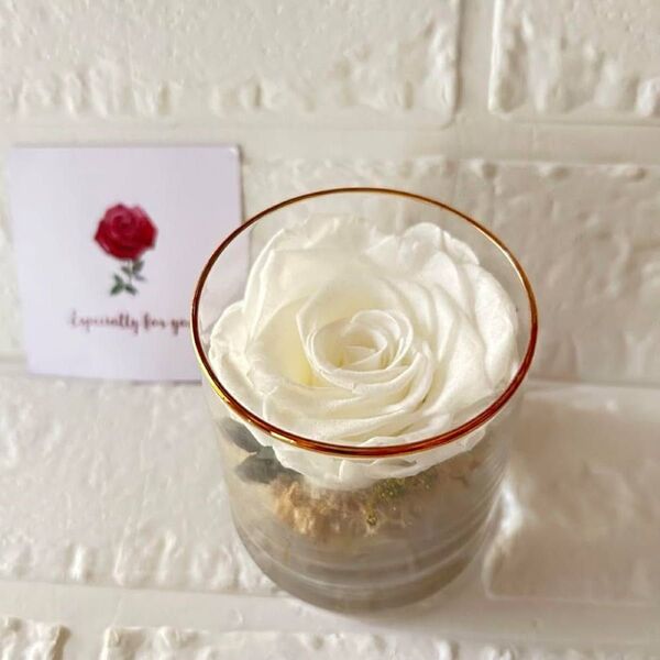 プリザーブドフラワーオーナメント バラのオブジェ 白いバラ 薔薇 母の日のプレゼント 母の日