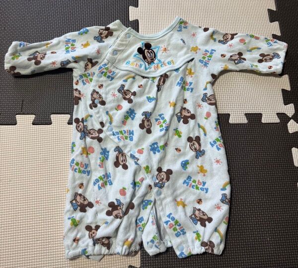 ベビー服 長袖ロンパース ディズニー ミッキー 50〜60