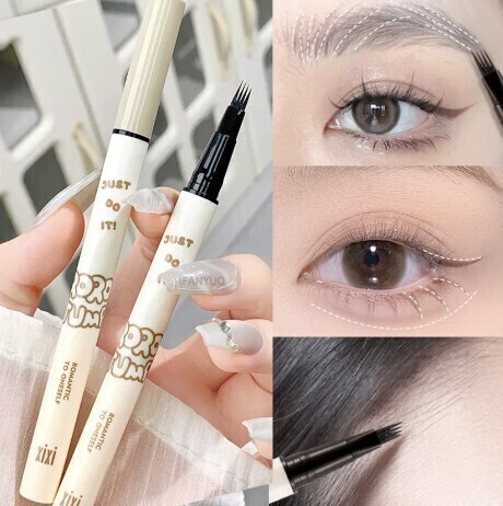 ナチュラル毛並み眉メイク 猫爪 4tipマルチアイブロウ うす眉 マロ眉 アイライナー 下まつ毛 涙袋 ヘアライン 耐久 眉ティント