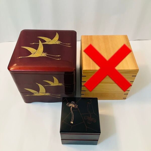 即発送可能 重箱2点セット 赤色漆塗り三段重箱 二段重箱