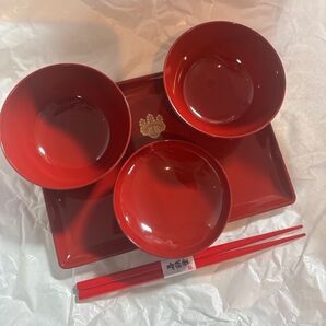 お食い初め 赤い和風食器セット 新品 未使用