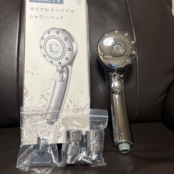 Runcty マイクロナノバブルシャワーヘッド 5つの水流モード、手元止水