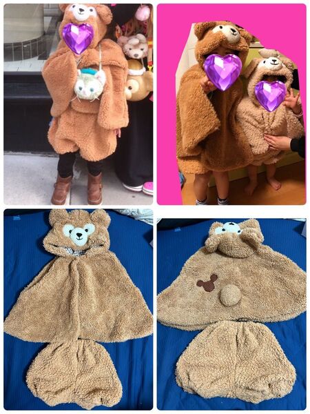 ダッフィー ダッフィー風 コスチューム 上下セット ポンチョ ズボン ボア ディズニー コスプレ ダッフィーコス