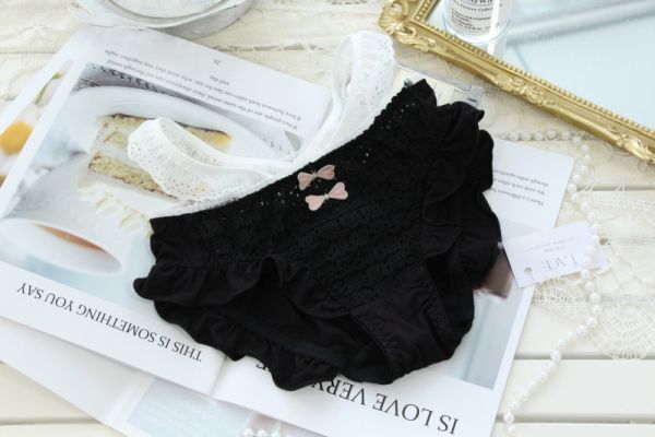 新品!送料無料!レディースパンツ プレーンショーツ リボン清楚 姫系 セクシー 婦人肌着 女性下着 Lサイズ ブラック(a298)