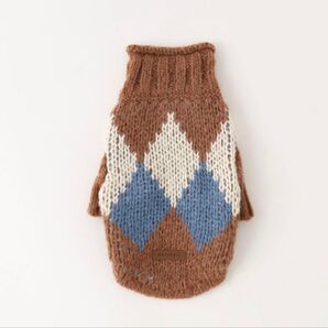 モンシェリ ランゲージ編み アーガイル柄 ニット M