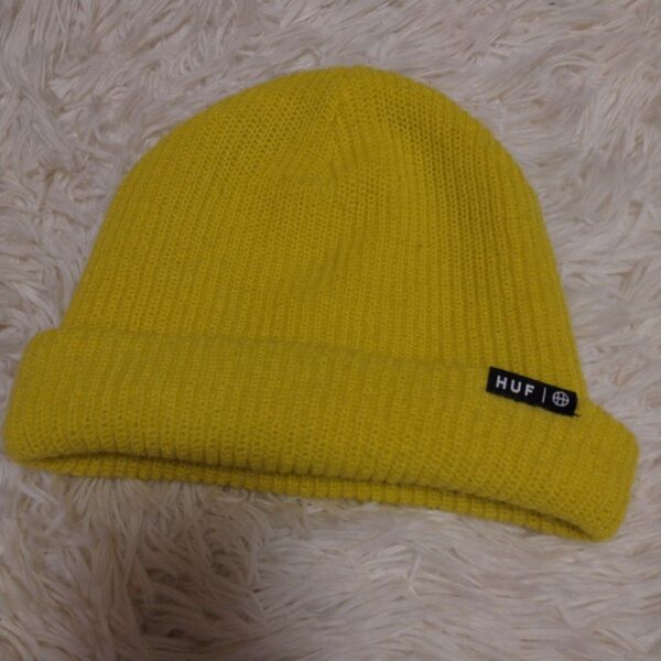 HUF ニット帽 ビーニー free 蛍光イエロー