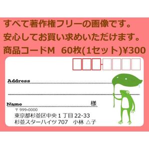 商品コードM 宛名シール 同一柄60枚 差出人印刷無料です