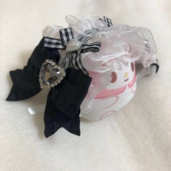 ぬいぐるみ用ヘッドドレス 黒色 白色 地雷系 おまんじゅう もちマス もちころ 10cmぬい ぬい服 推し活 オタ活 ぬい ヘドレ