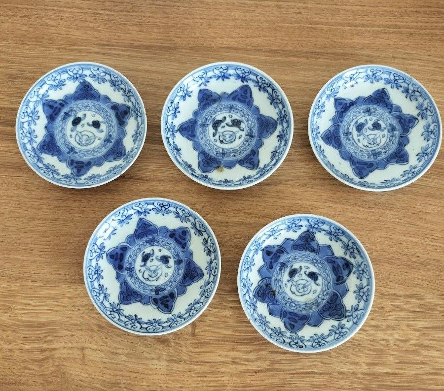 清朝期 南京赤絵 青華魚文皿 直径約21cm 古美術 中国美術 清時代