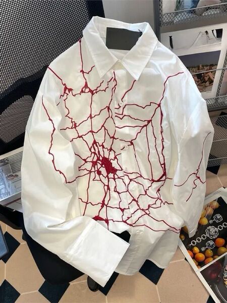 【新品】レディース 長袖 ブラウス シャツ スパイダー ゴシック ロック