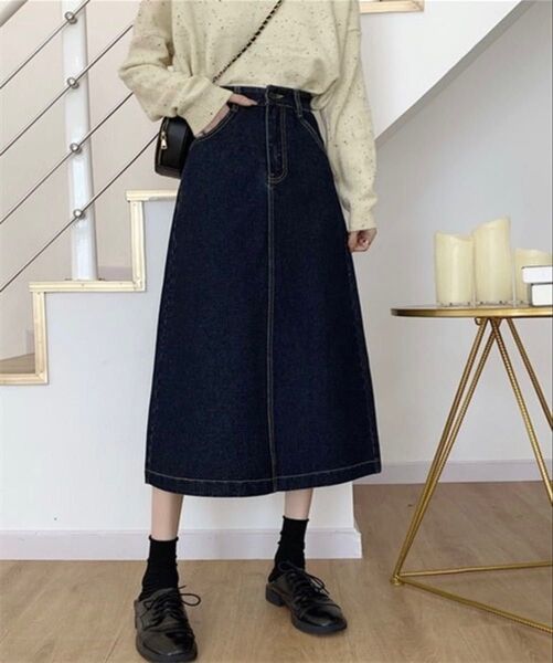 FREE STYLISTS バックスリットロングデニムスカート