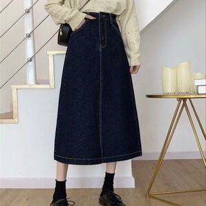 FREE STYLISTS バックスリットロングデニムスカート