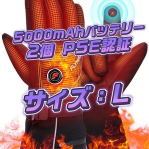 電熱手袋 電熱グローブ ヒーターグローブ テリー手袋 スキー手袋 暖かい 3段階温度調節 5000mAhバッテリー*2個充電式【L