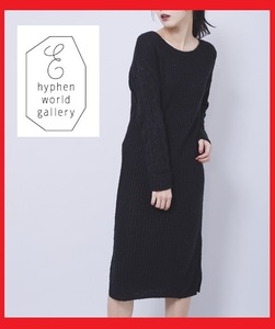  regular price 4990 jpy unused * including carriage * E hyphen world gallery E hyphen world gall sleeve cable knitted One-piece black black 