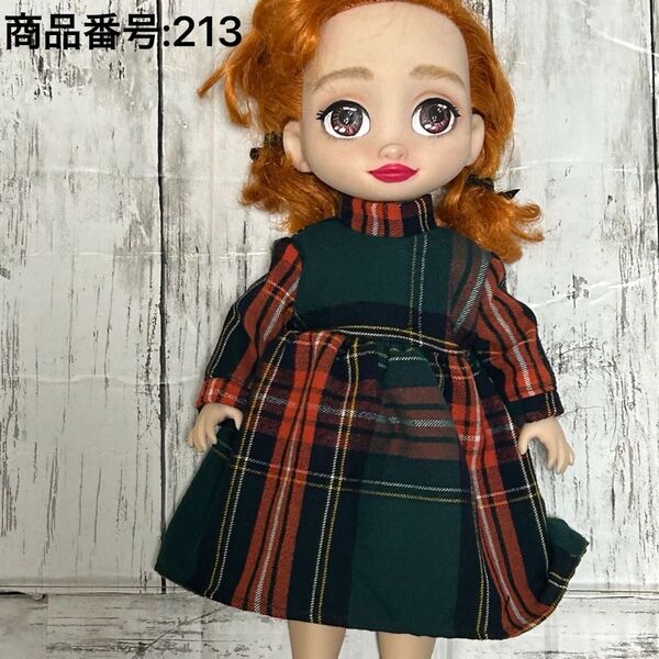 ハンドメイド アニメータードール服 ワンピース1点のみ チェック柄赤緑 商品番号:213