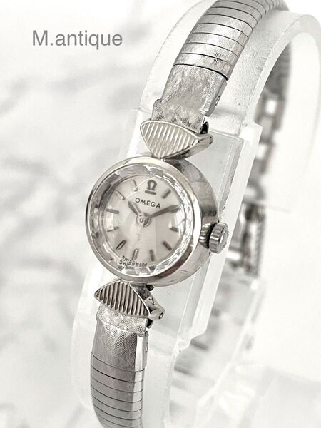 【OH済】OMEGA 18K金無垢 カットガラス 手巻き時計 専用ケース付