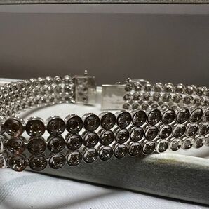 ダイヤモンド 3ct 3連 テニスブレスレット K18 WG 17g