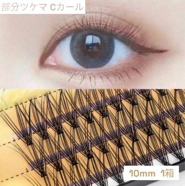 【新品未使用】マツエク 10mmサイズ おためし 1個 部分ツケマ Cカール 立体感 ブラック 黒色