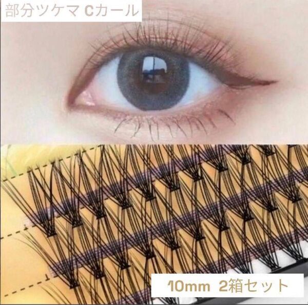 【新品未使用】マツエク 10mmサイズ 2個セット 部分ツケマ Cカール ブラック 立体感 ブラック 黒色 つけまつげ