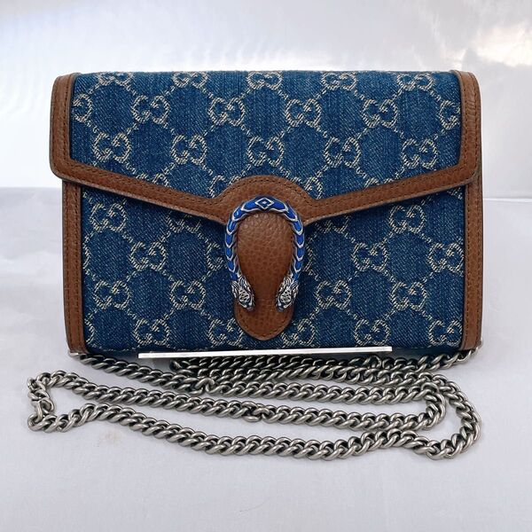 GUCCI グッチ ディオニュソス チェーンショルダー チェーンウォレット デニム401231