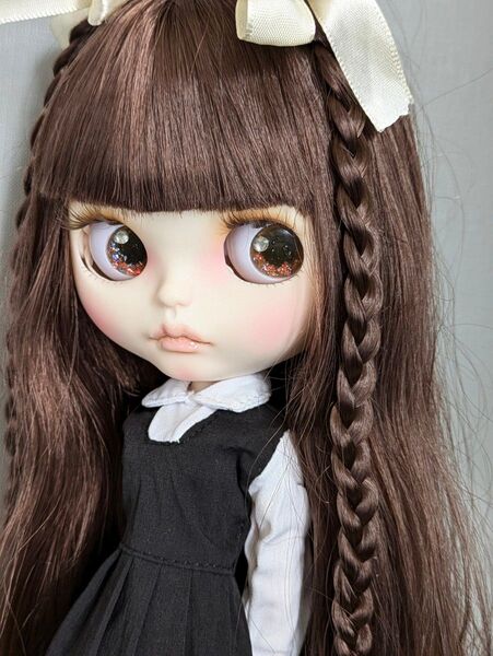 アイシードール カスタム ブライスサイズ Blythesize 着せ替え人形 Doll ブラウンヘアー ストレート 三つ編み