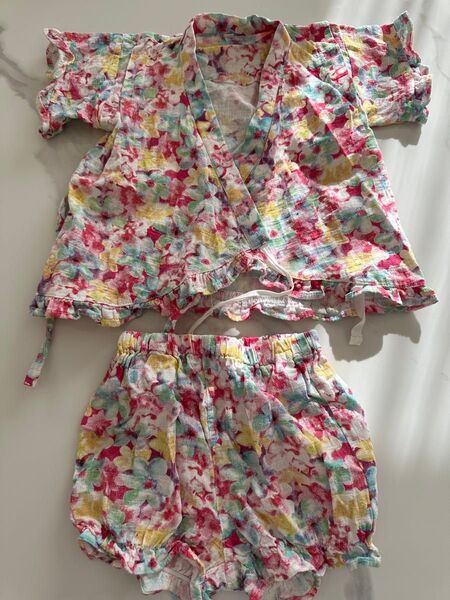甚平 ベビー パステル花柄 90