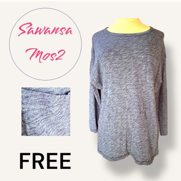 ★美品★ Sawansa Mos2 ブルー ニット 胸ポケットFREE サマンサ