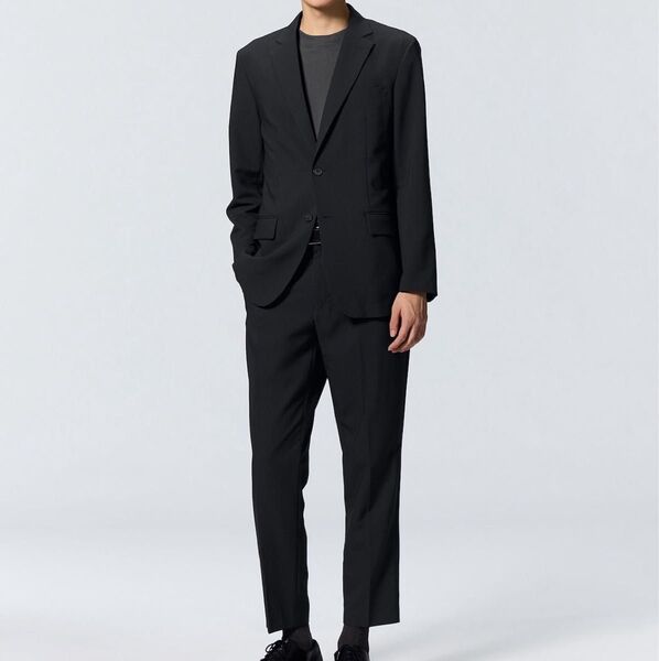 【GU】ウォッシャブルテーラード セットアップ Lサイズ 09 BLACK おまけ付き