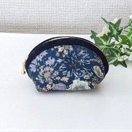 花柄 ボタニスト 花柄 シェル型 ラウンドファスナーポーチ ハンドメイド ミニポーチ 小物入れ 小銭入れ