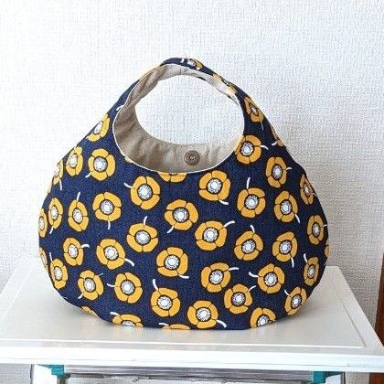 北欧調 花柄 丸底 ころりんバック ハンドメイド 丸いバック コロリンバック 布バッグ