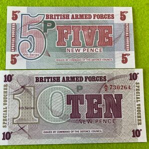 外国旧紙幣 イギリス 軍票 2枚 未使用