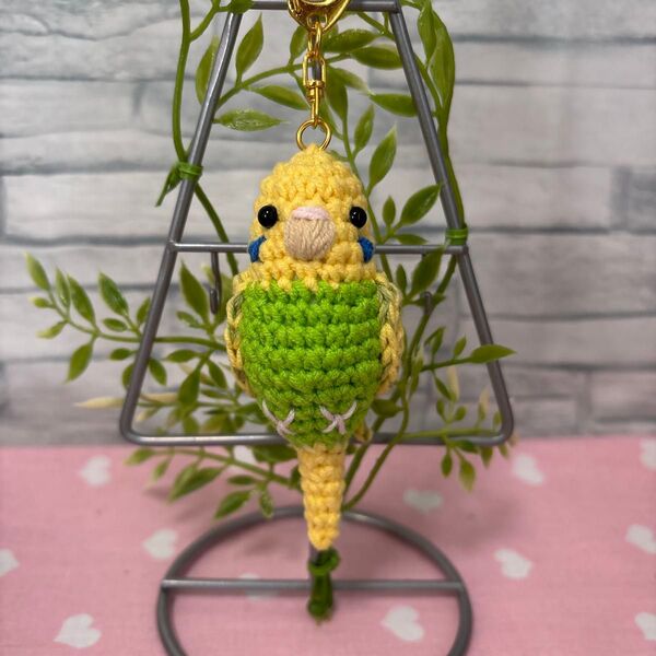 セキセイインコちゃんのあみぐるみストラップA ハンドメイド