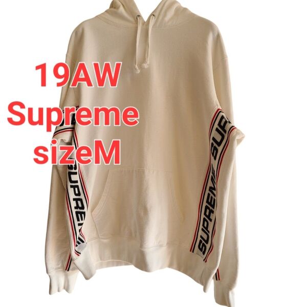 SUPREME シュプリーム19AW Text Rib Hooded Sweat shirt rホワイトsizeM